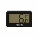 Xavax Kühlschrankthermometer digital (Thermometer für Gefrierschrank, Kühltruhe, Kühlschrank, kabelloses Temperaturmessgerät, zum Stellen, Hängen, magnetisch befestigen) schwarz