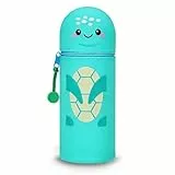 LVZONGXIN Kawaii Federmäppchen Schildkröte, 2-in-1 Weiche Silikontasche - Tischstifthalter, Reißverschluss, Silikon, Stiftetasche Buntstifte Marker, H 18,5 cm