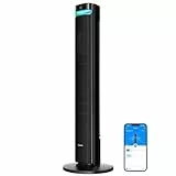GoveeLife leiser Ventilator, 12 Geschwindigkeiten bis zu 8 m/s, 5 Modi, 24-Stunden-Timer, intelligenter Turmventilator mit 150°-Oszillation, APP- und Sprachsteuerung für Zuhause, schwarz