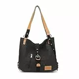 KONO Henkeltaschen Canvas Rucksack Damen Groß Handtaschen Anti Diebstahl Taschen Shopper Schultertaschen Multifunktional Umhängentaschen für Alltag Büro Schule Ausflug Einkauf