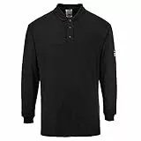 Portwest Flammhemmendes, antistatisches Langarm Poloshirt, Größe: L, Farbe: Schwarz, FR10BKRL