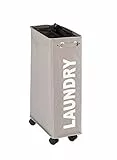 WENKO Wäschesammler Mod. Corno Taupe, stabiler schmaler Wäschekorb mit vier leichtgängigen Rollen und Deckel, Wäschetruhe aus 100% Polyester, Fassungsvermögen 43 L, (B x H x T): 18,5 x 60 x 40 cm