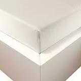 Traumschloss Spannbetttuch »Premium Plus« Mako Baumwolle mit Lyocell & Elasthan | Edel-Jersey | wärmt im Winter & kühlt im Sommer | Schnee | 180-200x200-220cm