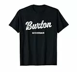 Burton MI Retro T-Shirt - Sport-Skript im Vintage-Stil - Unisex Erwachsene - Schwarz - Klein - Kurzarm