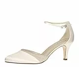 Rainbow Club Brautschuhe Lisan - Pumps Ivory Satin - Tanzschuhe mit Riemchen - Gr 40 EU 7 UK
