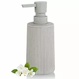 Moderne Seifenspender Beige Kunststoff Spülmittelspender, Seifenspender Bad für Badezimmer, Arbeitsplatte, Küche, Soap Dispenser mit Pumpspender (Beige)