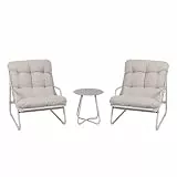 Koll Living Outdoor Bistro-Set Lara | Modernes Gartenmöbel Set mit 2 Sesseln & Tisch | Wetterfest, UV-beständig, wasserabweisend (Beige)