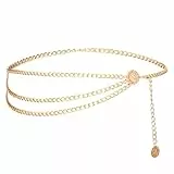 TIESOME Mehrschichtiger Taillenkettengürtel Damen, Verstellbare Waist Chain Taillenkette für Jeanskleider, Goldene Bauchkette, 96cm(Gold)