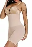 SURE YOU LIKE Damen Figurenformend Miederpants Miederhose Shapewear Bauch-Weg-Effekt Formt Sofort Body Shaper mit Bein Hohe Taille Unterwäsche Atmungsaktive Nahtlose Beige 3XL EU46-50