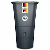 GARANTIA Ibiza Regentonne eckig 200 Liter Graphite Grey inkl. Deckel und Hahn für nachhaltige Gartenbewässerung im modernen Matt-Look mit strukturierter Oberfläche sowie verstärktem Rand exklusiv