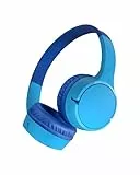Belkin SoundForm Mini kabelloser Kinderkopfhörer mit integriertem Mikrofon und lustigen Aufklebern, 30 Std. Wiedergabe – Over-Ear-Kopfhörer für Unterricht, Ferien, iPhone, iPad, Galaxy – Blau