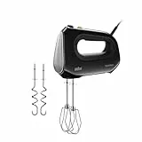 Braun Household MultiMix 2 HM2110BK Handmixer - Handrührgerät mit 4 Geschwindigkeitsstufen plus Turbo, FastMix Technologie, EasyClick, inkl. Schneebesen und Knethaken, Einhandbedienung, 500W, Schwarz