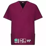 EXNER Medizinischer Schlupf-Kasack, OP-Kasack, Unisex, für Krankenpflege, Altenpflege, Farbe Bordeaux, Größe 2XL