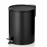 kela Kosmetikeimer Mats, 5 L, Ø 20,5 cm, Metall, schwarz, Silent-Close, herausnehmbarer Inneneimer mit Tragehenkel, rutschhemmender Boden, 23702