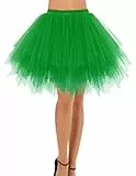 DRESSTELLS Karneval Kostüm Tüllrock Grün Tütü Rock Fasching Cosplay Röcke Kurz 80er Party Unterrock Ballett Tanzkleid Petticoat Green L