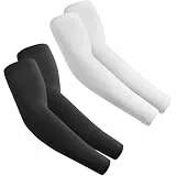 fuinloth 2 Paare Arm Sleeves Arm Stulpen Armschoner für Damen/Herren, Volleyball Basketball Sport Ärmel Schwarz+Weiß