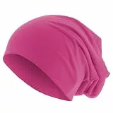 Roughtex Unisex Beanie aus Baumwoll-Jersey - dehnbar, atmungsaktiv, hautfreundlich - leichte Mütze für Streetwear, Sport Größen Pink 52-56cm