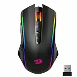 Redragon Gaming Maus Kabellose,RGB 2.4G/USB-C/Bluetooth Maus,Wiederaufladbare mit 9 Programmierbare Tasten-10000 DPI,Ergonomische Wireless Gaming Mouse für PC/Mac Gamer