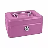 Westcott Geldkassette abschließbar (kompakt, 15 cm) Lilac | Abschließbare Box aus Stahlblech mit 2 Schlüsseln | Herausnehmbare Einlage für Münzen mit 6 Fächern | E-51000 LILAC