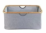 WENKO Wäschekorb Mod. Bahari, moderner Wäschesammler mit hochwertigem Bambus-Rahmen, platzsparend zusammenklappbar, 50 Liter Fassungsvermögen, 54 x 36 x 26 cm, aus pflegeleichtem Polyester