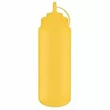 APS 93260 Quetschflasche, Ø 8 cm, Höhe 26,5 cm, 1.025 ml, Polyethylen, gelb, mit Schraubdeckel und Verschlusskappe