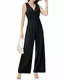 Tanmolo Damen Jumpsuit Elegant Festlich Sommer Ärmellos Overall Weites Bein Romper Mit Taschen Kurz Schwarz, XL
