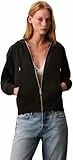 Calvin Klein Damen Hoodie mit Reißverschluss Archive Logo French Terry mit Kapuze, Schwarz (Black), XL