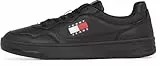 TOMMY JEANS Herren Cupsole Sneaker Essential aus Leder, Schwarz (Black), 43
