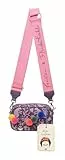Fritzi x Frida Kahlo Easy Go Canvas Crossbody Bag Nature Folk Damen Umhängetasche Handtasche Freizeit Alltag Festival Reißverschluss Canvas 12 x 19.5 x 7.5 cm, Violett