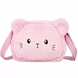 TENDYCOCO Plüsch Umhängetasche niedlich pelzigen Mädchen Handtasche Katze Cross Body Messenger Bag Kinder flauschige Handtasche Prinzessin Geschenk für Mädchen