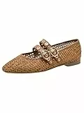 Tamaris Damen Ballerina mit Strap flach, braun, 39 EU