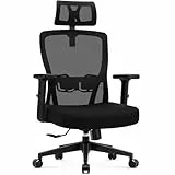 Durrafy Ergonomischer Bürostuhl 150 kg, Schreibtischstuhl mit Kopfstütze, Verstellbarer Lendenstütze, Höhenverstellbaren Armlehnen, 90°–130° Liegefunktion, Hohe Rückenlehne für Homeoffice und Büro