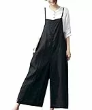 YESNO Damen Latzhose mit Beiläufig Retro Oversize Loose Hose Größe Baggy Jumpsuit Sommerhose (XL PZZTYP2DE BLACK)
