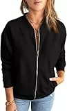 YUTILA Bomberjacke Damen Blouson Jacke Casual Sweatjacke mit College-Kragen