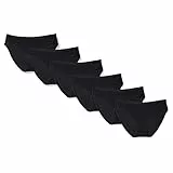 Amazon Essentials Damen Bikinihose aus Baumwolle (in Übergröße erhältlich), 10er-Pack, Schwarz, 38