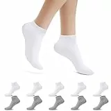 Falechay 10 Paar Socken Herren 43-46 Sneaker Sportsocken Damen Kurz Halbsocken Baumwolle Socken,Weiß Grau 43-46