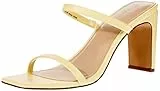 The Drop Damen Avery Square Toe Two Strap High Heeled Sandalen - Pastellgelb - Gr. 40 EU