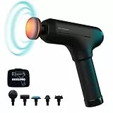 HoMedics Pro Physio Massage Gun - Tiefen Massage für Nacken, Schulter, Rücken - beheizter Kopf zur Linderung von Muskelverspannungen, 5 Massageköpfe, kabellos, wiederaufladbar - Schwarz