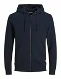 JACK & JONES Herren Basic Reißverschluss Baumwoll Hoodie - Marine Blazer - L