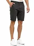 Indicode Herren Cuba Chino Shorts mit 5 Taschen aus Baumwollgemisch | Bermuda Sommershorts für Männer Raven, L
