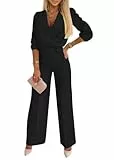 shownicer Hosenanzug Damen Elegant Business 2 Teiler Outfits Set Langarm Oberteile und Anzughosen Zweiteilig Büro Suit A Schwarz M