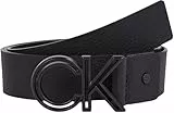 Calvin Klein Herren Gürtel aus Leder, Schwarz (Ck Black Smooth), 100 cm