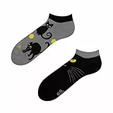 Dedoles Socken Unisex Damen Herren & Kinder Baumwolle viele lustige Designs Fussball Fahrrad Pferde Geschenk links rechts verschieden, Farbe: Schwarz, Motiv: Katzenaugen Knöchelsocken, Gr. 35-38