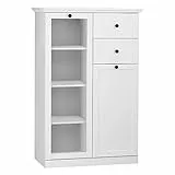 trendteam smart living - Baxter - Vitrine - Weiß - Schrank mit 7 Fächern und 2 Schubladen - (BxHxT) 81 x 129 x 41 cm - Landhausstil - Kratzfest