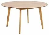 AC Design Furniture Roxanne Runder Esstisch für 5 Personen in Eichenoptik, Ø: 140 x H: 76 cm, Küchentisch mit Eichenfurnier und Beinen in Eichenoptik Gebeizt, Moderner Retro Stil für das Esszimmer