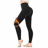 FuelMeFoot Thermo Leggings Damen Gefüttert Fleece High Waist Thermounterwäsche Warm Lang Strümpfhose Blickdicht Winter.01-Schwarz L/XL