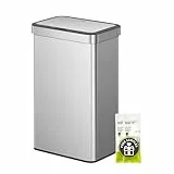 EKO NOVA Mülleimer mit Sensor, Automatischer Mülleimer 2 Fächer 2 x 30L, Abfalleimer Küche, Edelstahl, 2 Kunststoff Inneneimer, Softclose, fingerabdruckfrei, elektrischer Küchenmülleimer, 12 Müllsäcke