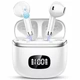 Bluetooth Kopfhörer, Kopfhörer Kabellos Bluetooth 5.3 mit ENC Noise Cancelling Mic, Kopfhörer In Ear HiFi Stereo, 40 std Spielzeit, LED-Anzeige, USB-C, Ohrhörer Bluetooth für Arbeit Spiel Sport, Weiß