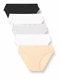 DIM Damen Slips 5er Pack | Les Pockets Ecodim | Baumwolle & Elasthan | Komfortbund | Mehrfarbig | Unsichtbar unter der Kleidung Schwarz/Haut/Weiß/Grau/Weiß L