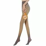 Kukeyiee Thermostrumpfhosen für Damen Fleece Strumpfhose Winter Gefälschte Durchscheinend Plüschstrümpfe Pantyhose blickdicht Wärmende Leggings(90g für 15~25℃,1pc Kaffee Durchsichtig)